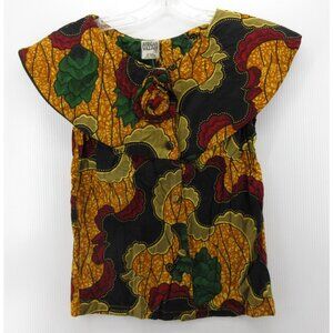 VINTAGE The African Village Top Medium Blouse Artsy Boho Floral NEW